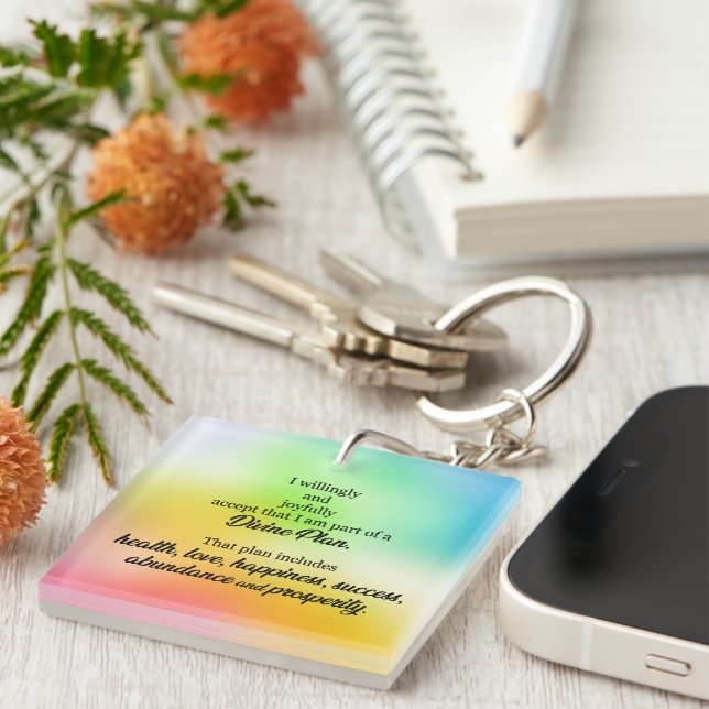 Abundance and Prosperity Divine Plan Affirmation  Key Ring (Front Right)