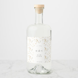 Abundance Dried Wildflower Pampas Gin Liquor Bottle Label