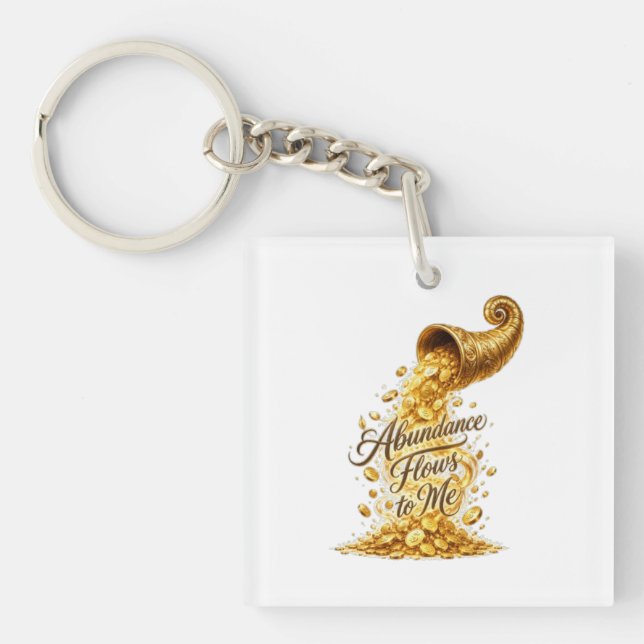 Abundance Flows to Me Square Keychain (Front)