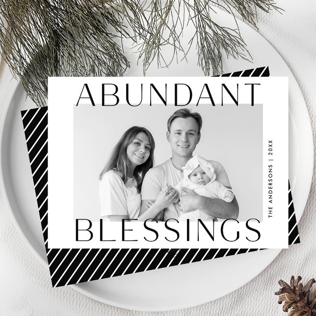 Abundant Blessings Black Photo Holiday Card (Creator Uploaded)