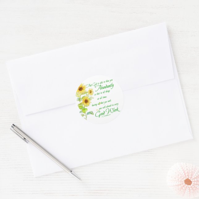 Abundant blessings classic round sticker (Envelope)