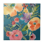 Abundant Florals I Tile<br><div class="desc">Abundant Florals I by Chariklia Zarris. Done in a watercolor-like style,  these flowers have been created in varying shapes and colours. | 144503FN</div>