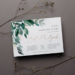 Abundant Foliage | Bat Mitzvah<br><div class="desc">Elegant bat mitzvah invitation features watercolor eucalyptus leaves and green foliage cascading from the upper left corner,  embellished with rose gold foil accents. Personalise with your temple ceremony and celebration details aligned at the right. Cards reverse to solid forest green.</div>