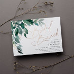 Abundant Foliage | Bridal Shower Brunch<br><div class="desc">Elegant bridal shower brunch invitation features watercolor eucalyptus leaves and green foliage cascading from the upper left corner,  embellished with rose gold foil accents. Personalise with your bridal brunch details aligned at the right. Cards reverse to solid forest green.</div>