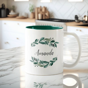 Abundant Foliage Personalised Two-Tone Coffee Mug