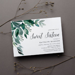 Abundant Foliage   Sweet Sixteen Invitation