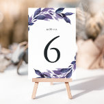Abundant Foliage Violet Botanical Table Number<br><div class="desc">Elegant botanical table number cards feature sprays of vibrant blue and purple botanical leaves surrounding your table number. Design repeats on reverse side. Coordinates with our Abundant Foliage Violet event collection.</div>