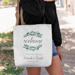 Abundant Foliage Wedding Welcome Tote Bag<br><div class="desc">Welcome guests to your wedding with these chic botanical totes featuring "welcome" in calligraphy script surrounded by lush botanical greenery and eucalyptus leaves. "... to our happily ever after" appears beneath along with your names and wedding date.</div>