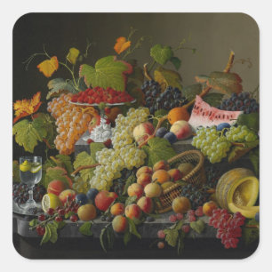 Abundant Fruit, 1858 (oil on canvas) Square Sticker