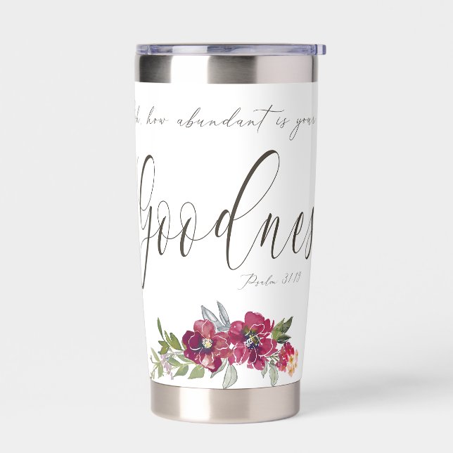 Abundant Goodness red floral  Insulated Tumbler (Left)