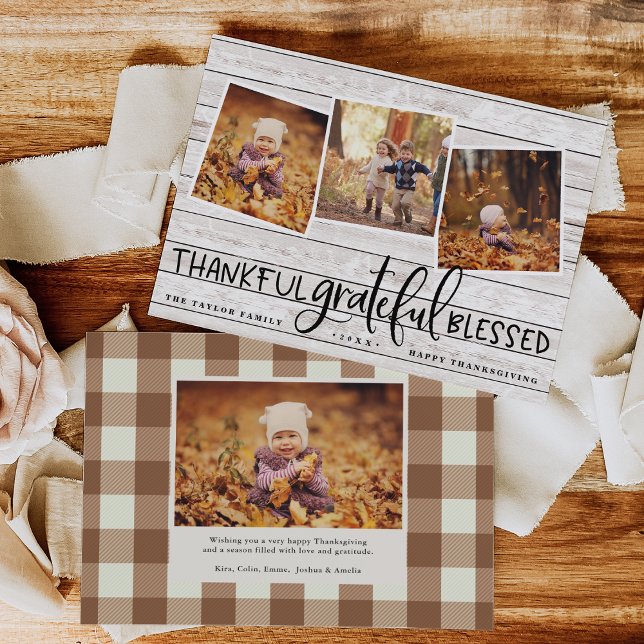 Abundant Gratitude Thanksgiving Photo Collage Card (Creator Uploaded)