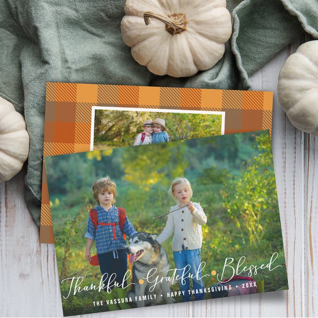 Abundant Gratitude Thanksgiving Photos Holiday Card (Abundant Gratitude Thanksgiving Photos Holiday Card)
