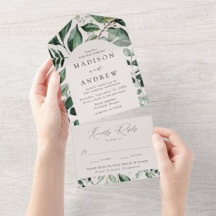 Abundant Greenery Arch Frame Wedding All In One Invitation