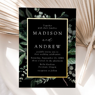 Abundant Greenery Black and Gold Frame Wedding
