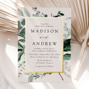 Abundant Greenery Cream and Gold Frame Wedding