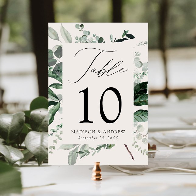 Abundant Greenery Cream Table Number Card (Creator Uploaded)