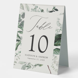 Abundant Greenery Cream Wedding Table Number