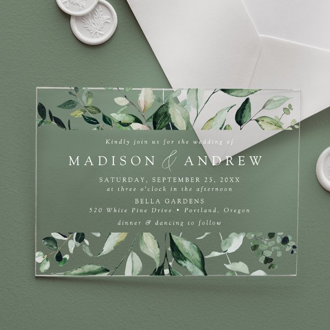 Abundant Greenery Frame Wedding Acrylic Invitations (Creator Uploaded)
