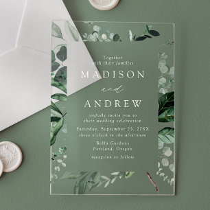 Abundant Greenery Frame Wedding Acrylic Invitations
