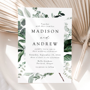 Abundant Greenery Frame Wedding Invitation
