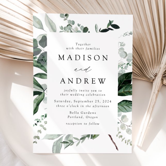 Abundant Greenery Frame Wedding Invitation (Creator Uploaded)
