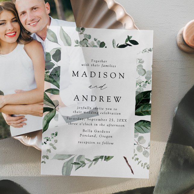 Abundant Greenery Frame Wedding Vellum Invitations (Creator Uploaded)