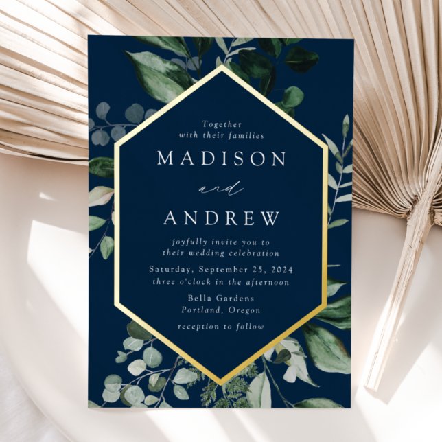 Abundant Greenery Navy and Gold Frame Wedding  (Creator Uploaded)