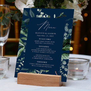 Abundant Greenery Navy Dinner Wedding Menu