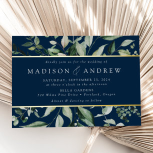 Abundant Greenery Navy Wedding Gold