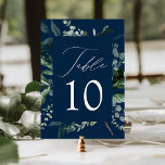 Abundant Greenery Navy Wedding Table Number Card<br><div class="desc">Elegant, botanical wedding table cards featuring the table number nestled in a rectangular frame surrounded by eucalyptus, ferns, and other rich greenery with a navy background. Personalise the number for each table card and add it to your cart. The 5x7 table numbers were designed to coordinate with our Abundant Greenery...</div>