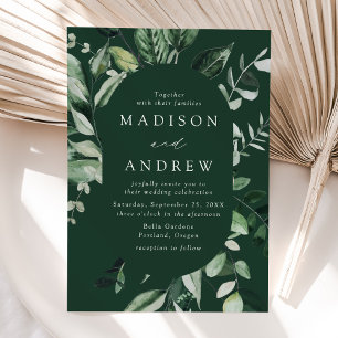 Abundant Greenery Oval Frame Wedding Invitation