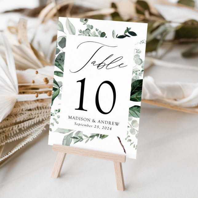 Abundant Greenery Personalised Wedding Table Number (Creator Uploaded)