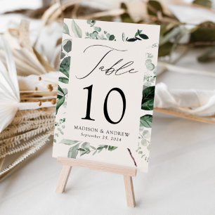 Abundant Greenery Personalised Wedding Table Number