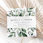 Abundant Greenery Square Wedding Invitation<br><div class="desc">Elegant square wedding invitations featuring luxurious watercolor greenery bordering your wedding details with a white background. The modern greenery wedding invitations reverse to display a solid dark green background. Designed to coordinate with our Abundant Greenery wedding collection.</div>