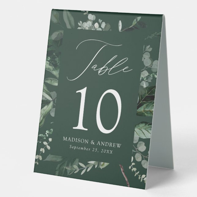 Abundant Greenery Wedding Table Number (Front)