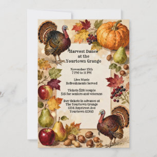 Abundant Harvest Thanksgiving Invitation