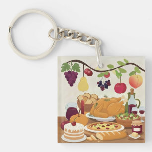 Abundant Holiday Feast: Autumn Celebration Illustr Key Ring