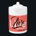 ABUNDANT LIFE Christian Inspirational Faith Coral<br><div class="desc">Enjoy your hot drink a little bit more in an elegantly styled Scripture coffee mug, which includes a monogram and the popular Scripture reference for 'Life more abundantly'. Inspirational call to action to LIVE ABUNDANTLY - a great reminder when you're pausing for a cuppa. Background has 'Abundant Life' in tiled...</div>