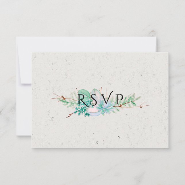 Abundant Love - Succulent Bouquet Wedding RSVP (Front)
