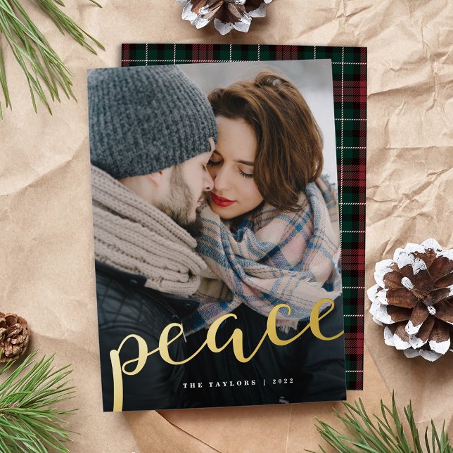 Abundant Peace Vertical Photo Foil Holiday Card (Creator Uploaded)