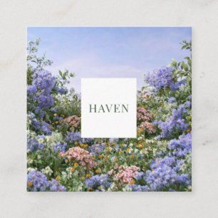 Abundant Wildflower Bloom Garden Floral Square Business Card