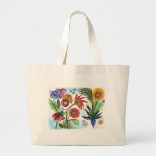 Abundant Zinnias Large Tote Bag