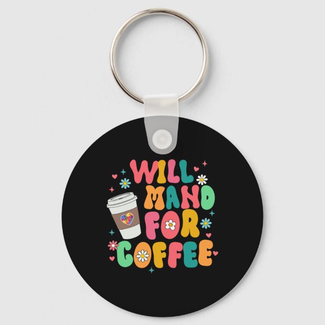 Aby Sped Autism Awareness Coffee Lover Will Mand F Key Ring (Front)