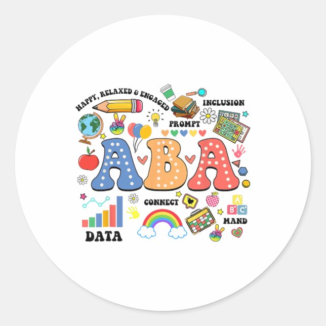 Aby Therapist Behaviour Analyst Autism Therapy Rbt Classic Round Sticker (Front)