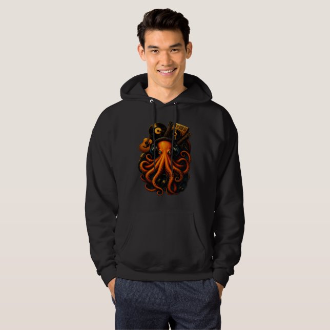 Abyss Kraken – Glowing Steampunk Octopus Hoodie (Front Full)