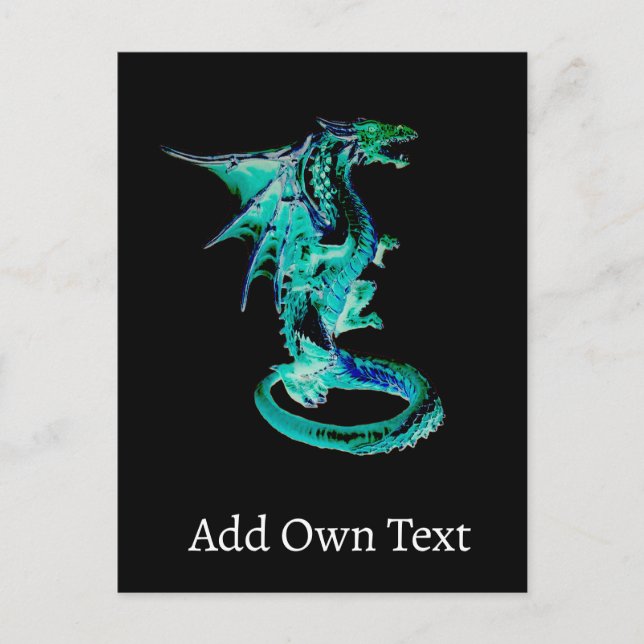 Abyssal Blue Dragon Underwater Fantasy Mythical  Postcard (Front)