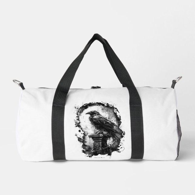 Abyssal Gaze Heavy Metal Raven Skull Duffel Bag (Front)
