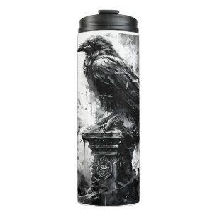 Abyssal Gaze Heavy Metal Raven Skull Thermal Tumbler