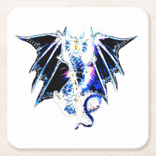 Abyssal Leviathan Style Sea Serpent Fantasy Square Paper Coaster
