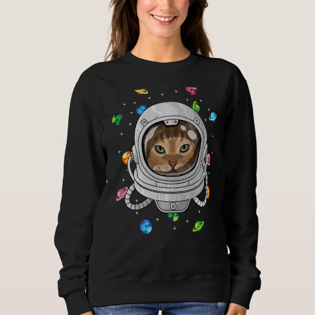 Abyssinian Astronaut Cat Deep In Space Cosmic Univ Sweatshirt (Front)